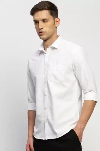 men's long sleeves solid white shirt