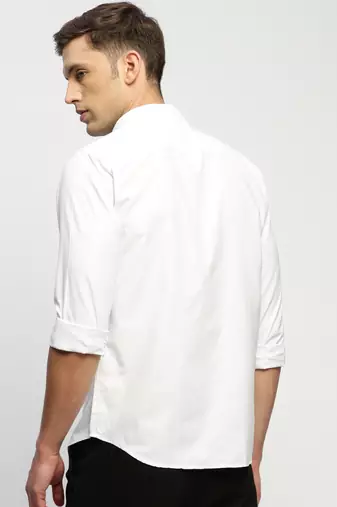 men's long sleeves solid white shirt