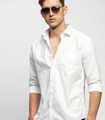 men's long sleeves solid white shirt