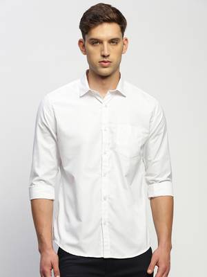 men's long sleeves solid white shirt 2