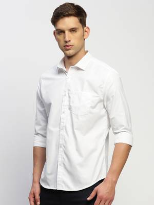 men's long sleeves solid white shirt 3