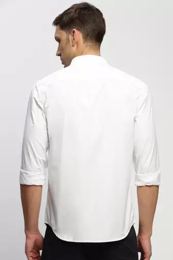 men's long sleeves solid white shirt