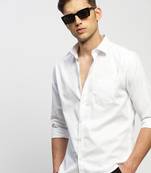 men's long sleeves solid white shirt