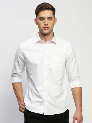 men's long sleeves solid white shirt 2