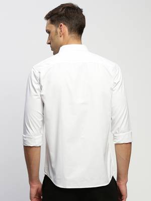 men's long sleeves solid white shirt 4