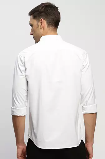 men's long sleeves solid white shirt