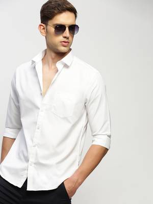 men's long sleeves solid white shirt 1