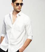 men's long sleeves solid white shirt