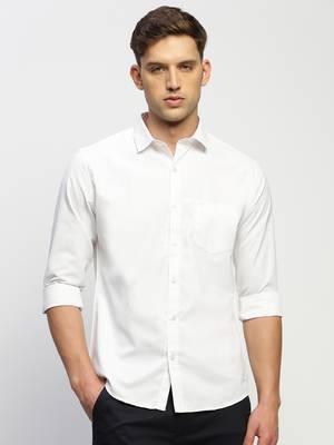men's long sleeves solid white shirt 2