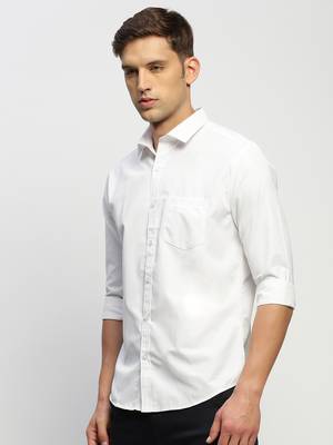 men's long sleeves solid white shirt 3