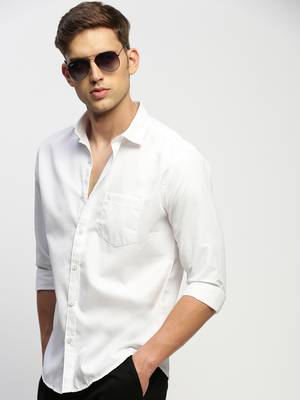 men's long sleeves solid white shirt 1