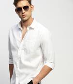 men's long sleeves solid white shirt