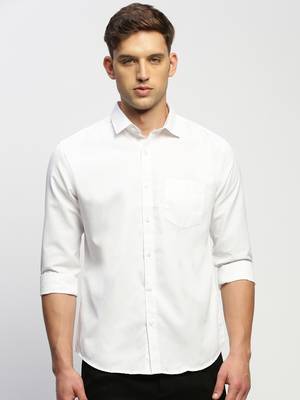 men's long sleeves solid white shirt 2