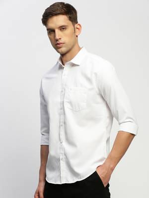 men's long sleeves solid white shirt 3