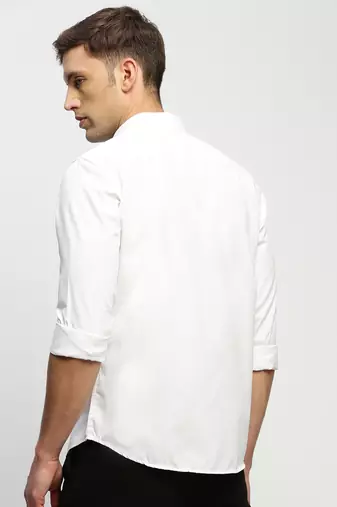 men's long sleeves solid white shirt