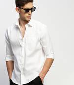 men's long sleeves solid white shirt