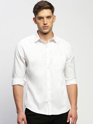 men's long sleeves solid white shirt 2