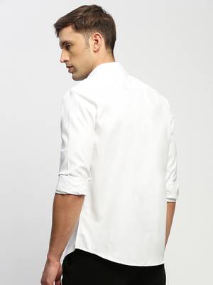 men's long sleeves solid white shirt 4