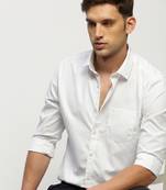 men's long sleeves solid white shirt