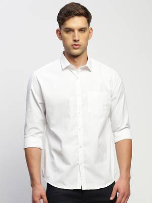 men's long sleeves solid white shirt 2