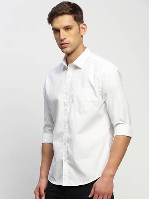 men's long sleeves solid white shirt 3
