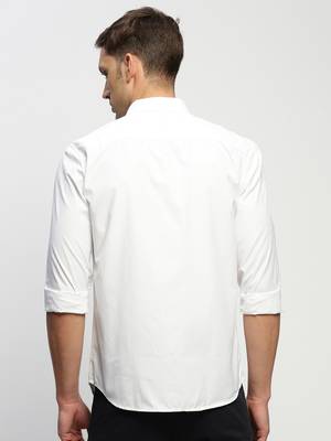 men's long sleeves solid white shirt 4