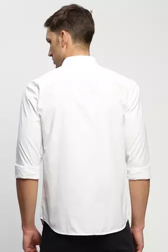 men's long sleeves solid white shirt
