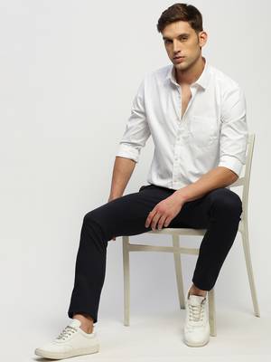 men's long sleeves solid white shirt 5