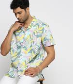 Showoff men's short sleeves floral sea green shirt