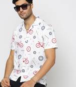 men's short sleeves graphic white shirt