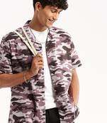 men's short sleeves camouflage lavender shirt