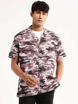 men's short sleeves camouflage lavender shirt 2