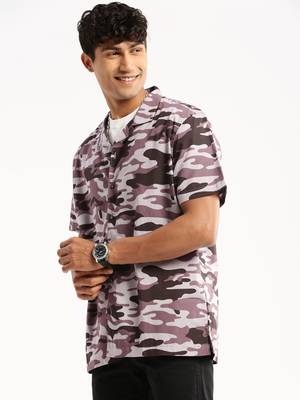men's short sleeves camouflage lavender shirt 3