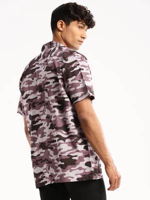 men's short sleeves camouflage lavender shirt 4