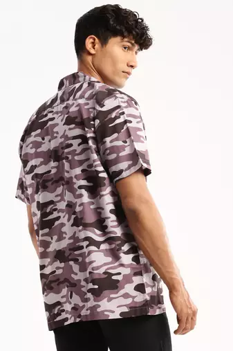 men's short sleeves camouflage lavender shirt