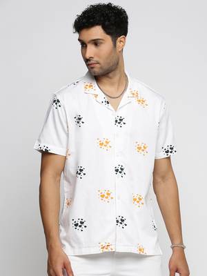 men's short sleeves graphic white shirt 2
