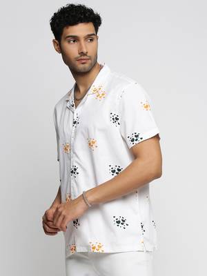 men's short sleeves graphic white shirt 3
