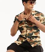 men's short sleeves camouflage olive shirt