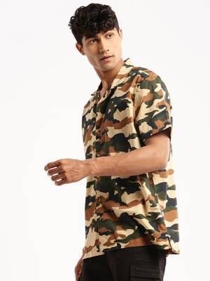 men's short sleeves camouflage olive shirt 3