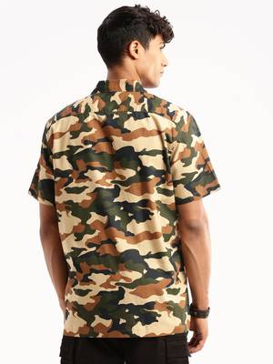 men's short sleeves camouflage olive shirt 4