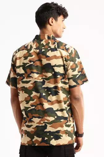 men's short sleeves camouflage olive shirt