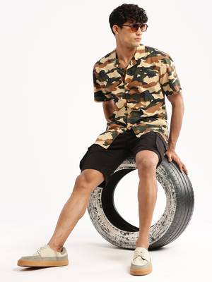 men's short sleeves camouflage olive shirt 5
