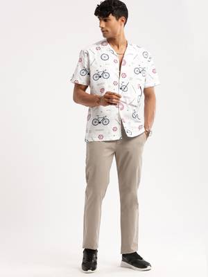 men's short sleeves graphic white shirt 5