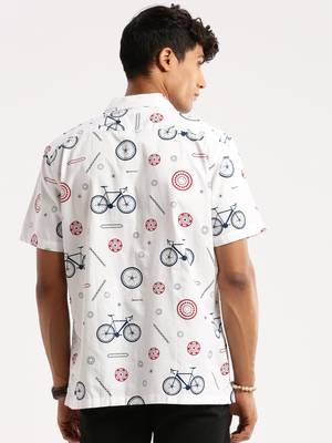 men's short sleeves graphic white shirt 4
