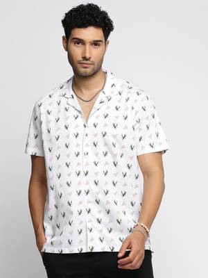 men's short sleeves graphic white shirt 2