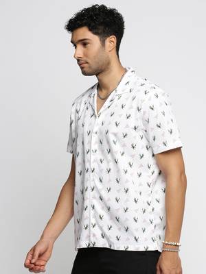 men's short sleeves graphic white shirt 3
