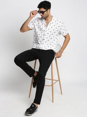 men's short sleeves graphic white shirt 5