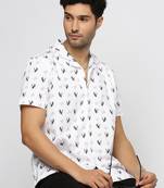 men's short sleeves graphic white shirt