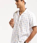 men's short sleeves graphic white shirt