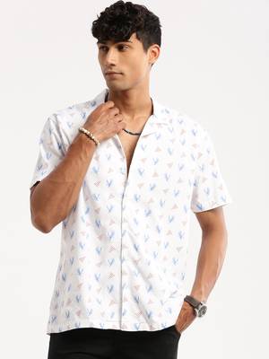 men's short sleeves graphic white shirt 2